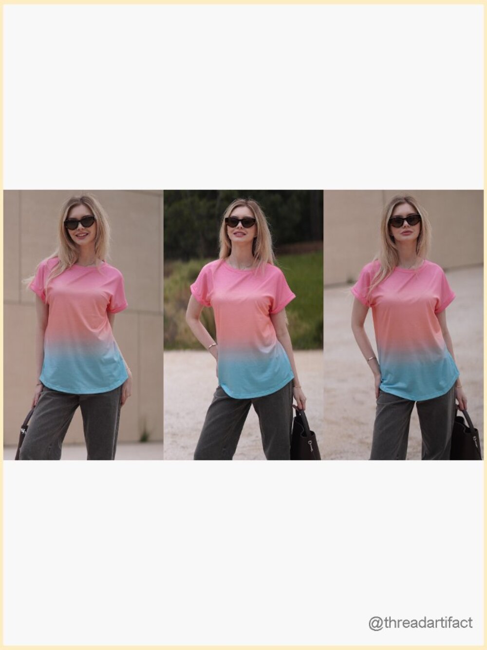Short Sleeve Crew Neck Blouse Dressy Casual Summer Work T-Shirt - Picture 7 of 7